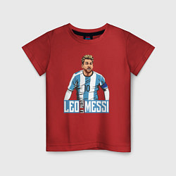 Футболка хлопковая детская Messi la pulga, цвет: красный