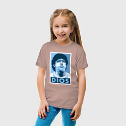 Футболка хлопковая детская Dios Maradona, цвет: пыльно-розовый — фото 2