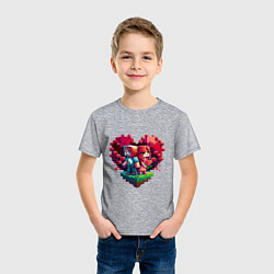 Футболка хлопковая детская Влюбленные в Minecraft, цвет: меланж — фото 2