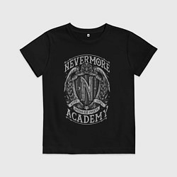 Футболка хлопковая детская Академия Невермор герб, цвет: черный