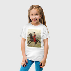 Футболка хлопковая детская Николай II на коне, цвет: белый — фото 2