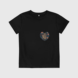 Футболка хлопковая детская Сердце самуая, цвет: черный