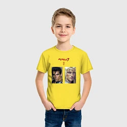 Футболка хлопковая детская Оуэн Уилсон и Бен Стиллер в стиле аниме Берсерк, цвет: желтый — фото 2