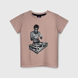 Футболка хлопковая детская DJ Bruce Lee, цвет: пыльно-розовый
