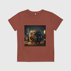 Футболка хлопковая детская Утепленная кружка с лицом, цвет: кирпичный