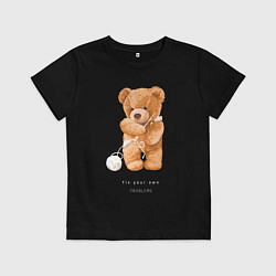 Футболка хлопковая детская Fix your own problems, цвет: черный