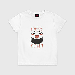 Футболка хлопковая детская Smiling sushi, цвет: белый