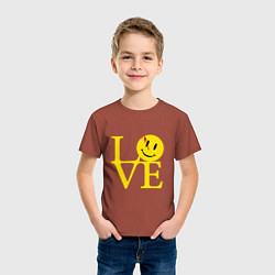 Футболка хлопковая детская Smile love, цвет: кирпичный — фото 2
