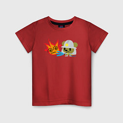 Футболка хлопковая детская Мышонок пожарный, цвет: красный