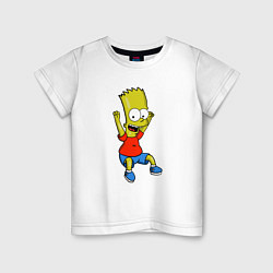 Футболка хлопковая детская Барт прыгает, цвет: белый