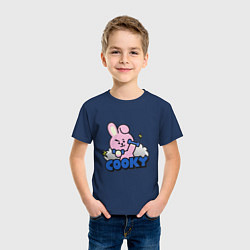 Футболка хлопковая детская Cooky BT21 Jungkook, цвет: тёмно-синий — фото 2