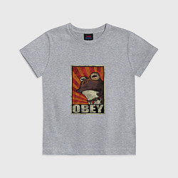 Футболка хлопковая детская Obey frog, цвет: меланж