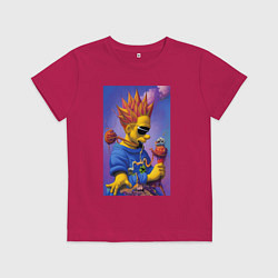 Футболка хлопковая детская Bart Simpson - нейросеть - сюрреализм, цвет: маджента