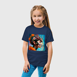 Футболка хлопковая детская Девушка Стимпанк, цвет: тёмно-синий — фото 2