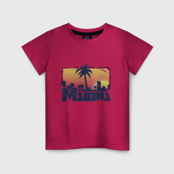 Футболка хлопковая детская Beach of Miami, цвет: маджента