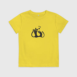 Футболка хлопковая детская Влюбленные коты, цвет: желтый