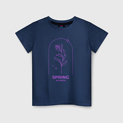 Футболка хлопковая детская Spring Blossom Весеннее Цветение, цвет: тёмно-синий