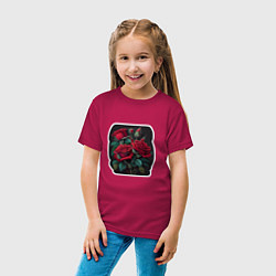 Футболка хлопковая детская Букет и красные розы, цвет: маджента — фото 2