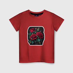 Футболка хлопковая детская Букет и красные розы, цвет: красный