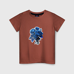 Футболка хлопковая детская Букет и синие розы, цвет: кирпичный