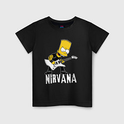 Футболка хлопковая детская Нирвана Барт Симпсон рокер, цвет: черный