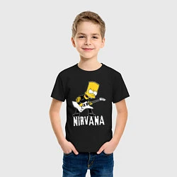 Футболка хлопковая детская Нирвана Барт Симпсон рокер, цвет: черный — фото 2