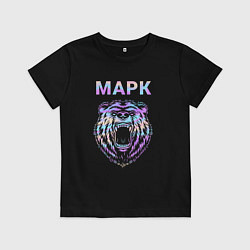 Футболка хлопковая детская Марк голограмма медведь, цвет: черный