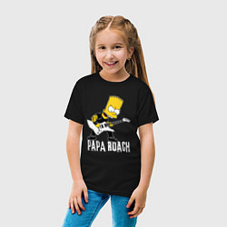 Футболка хлопковая детская Papa Roach Барт Симпсон рокер, цвет: черный — фото 2