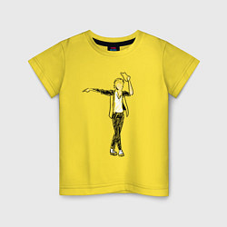 Футболка хлопковая детская Майкл Джексон и шляпа, цвет: желтый