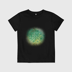 Футболка хлопковая детская Зелёная мандала природы и исцеления, цвет: черный