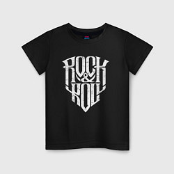 Футболка хлопковая детская Rock and Roll щит, цвет: черный