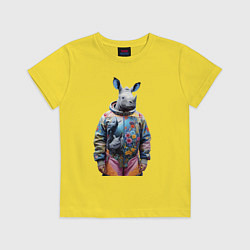 Футболка хлопковая детская Rhino in spacesuit, цвет: желтый