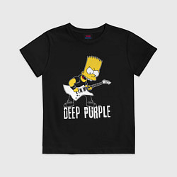 Футболка хлопковая детская Deep Purple Барт Симпсон рокер, цвет: черный
