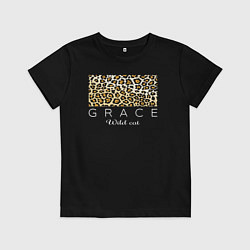 Футболка хлопковая детская Грация дикой кошки, цвет: черный