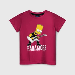 Футболка хлопковая детская Paramore Барт Симпсон рокер, цвет: маджента