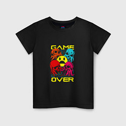 Футболка хлопковая детская Game over inscription, цвет: черный