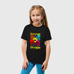 Футболка хлопковая детская Game over inscription, цвет: черный — фото 2