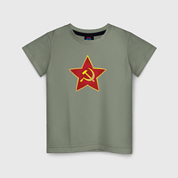 Футболка хлопковая детская СССР звезда, цвет: авокадо
