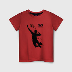 Футболка хлопковая детская FIVB - международная федерация волейбола, цвет: красный