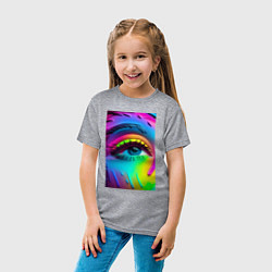 Футболка хлопковая детская Глаз - нейросеть - поп-арт - неон, цвет: меланж — фото 2