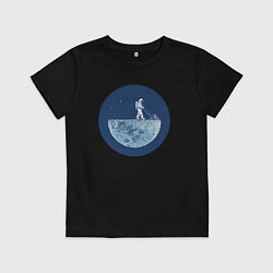 Футболка хлопковая детская Космонавт с газонокосилкой, цвет: черный