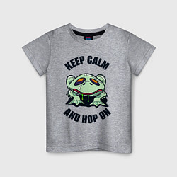 Футболка хлопковая детская Keep calm and hop on, цвет: меланж