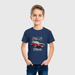 Футболка хлопковая детская Маслкар Ford Mustang, цвет: тёмно-синий — фото 2