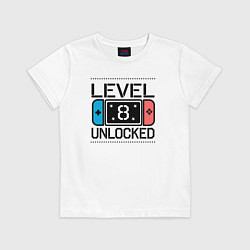 Футболка хлопковая детская Level 8 unlocked, цвет: белый