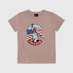 Футболка хлопковая детская American freedom, цвет: пыльно-розовый