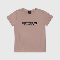 Футболка хлопковая детская Counter strike 2 лого черный, цвет: пыльно-розовый