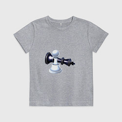 Футболка хлопковая детская Черный король белая пешка, цвет: меланж