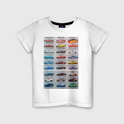 Футболка хлопковая детская Hot Wheels - collection Автомобили на полке, цвет: белый