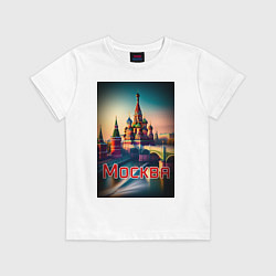 Футболка хлопковая детская Москва - Кремль, цвет: белый