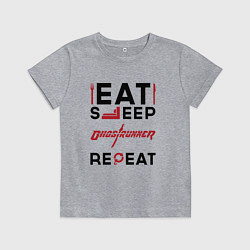 Футболка хлопковая детская Надпись: eat sleep Ghostrunner repeat, цвет: меланж